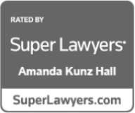 Rated by Super Lawyers badge for Amanda Kunz Hall with SuperLawyers.com at the bottom.