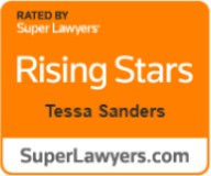 Rated by Super Lawyers Rising Stars badge for Tessa Sanders with SuperLawyers.com at the bottom.